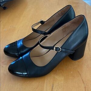 Clarks Lovable Black Mary Jane Block Heel Pumps